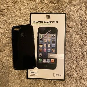 SPECK IPHONE 5/5s CASE & BELKIN ANTI-GLARE SET